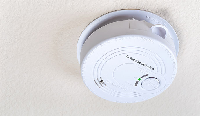 Carbon monoxide detector installed on the ceiling
