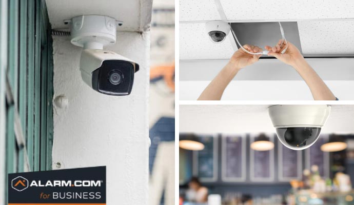 Collage of different types of security cameras