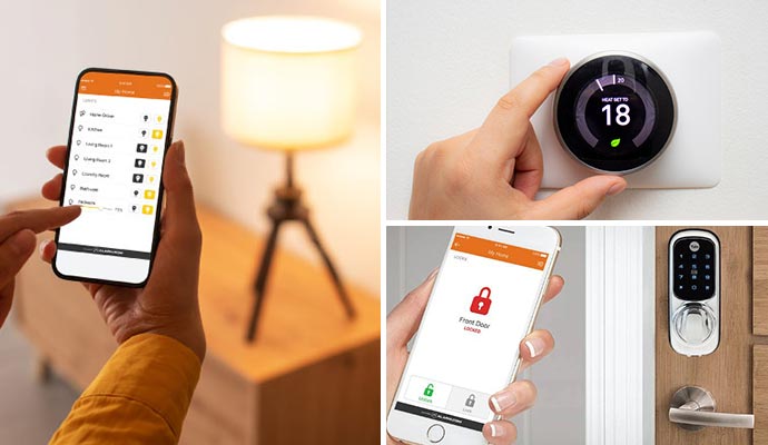 Collage of various home automation systems