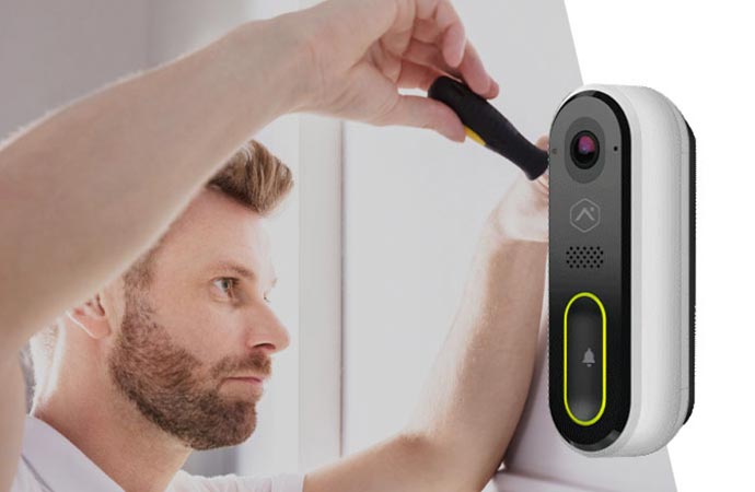 Professional installing smart doorbell Professional installing smart doorbell