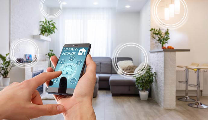 Person using smart home mobile app