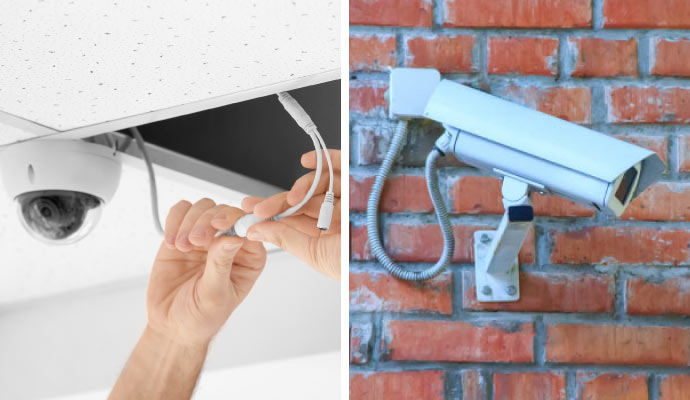 Collage of wired and box camera