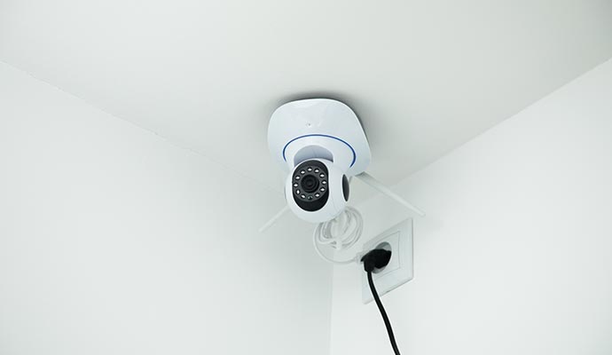 Installed wired security camera