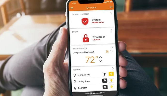 Smart security app interface on a smartphone