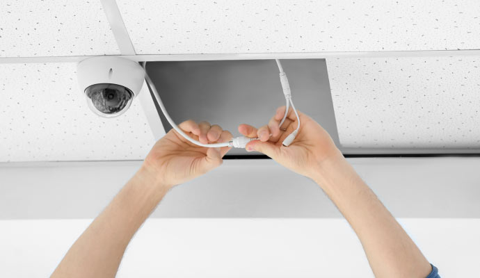Wired security camera installation